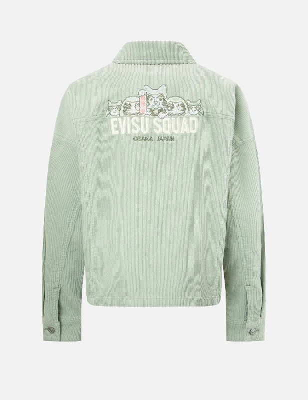 Women's Jackets with Polished Design-EVISU Squad Embroidery Corduroy Jacket