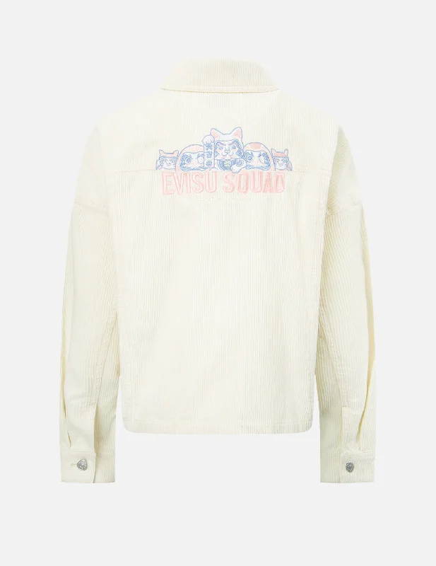 Women's Jackets with Light Padding-EVISU Squad Embroidery Corduroy Jacket