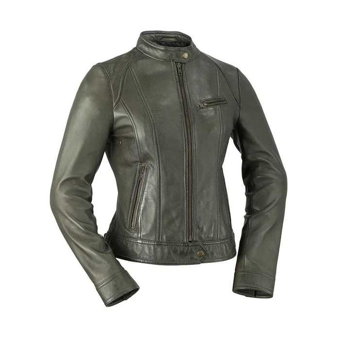 Women's Leather Jacket with Cozy Feel-Favorite - Women's Fashion Leather Jacket (Army Green) Women's Leather Jacket with Cozy Feel-Favorite - Women's Fashion Leather Jacket (Army Green)
