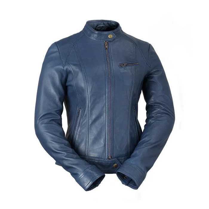Women's Leather Jacket with Clean Finish-Favorite - Women's Fashion Leather Jacket (Blue) Women's Leather Jacket with Clean Finish-Favorite - Women's Fashion Leather Jacket (Blue)