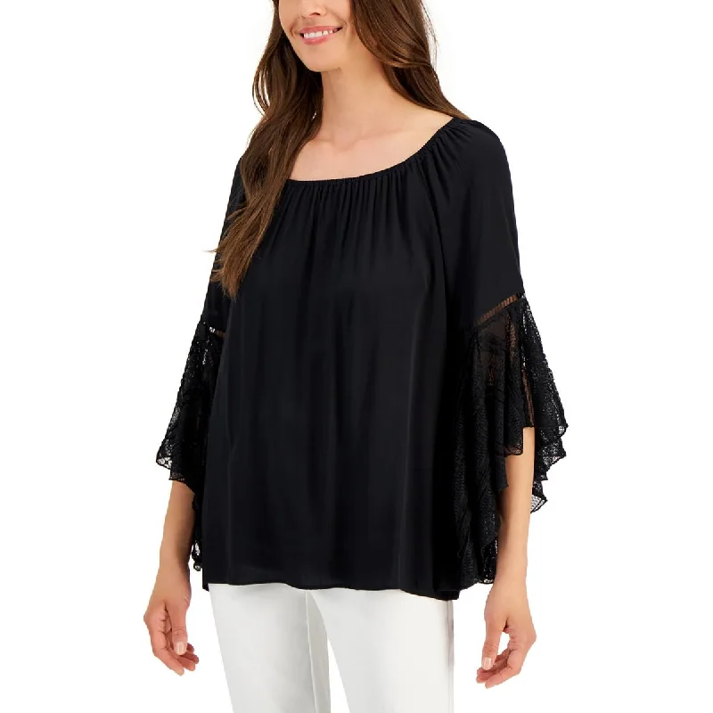 Women's Boxy Shirts -Fever Womens Lace Bell Sleeve Blouse