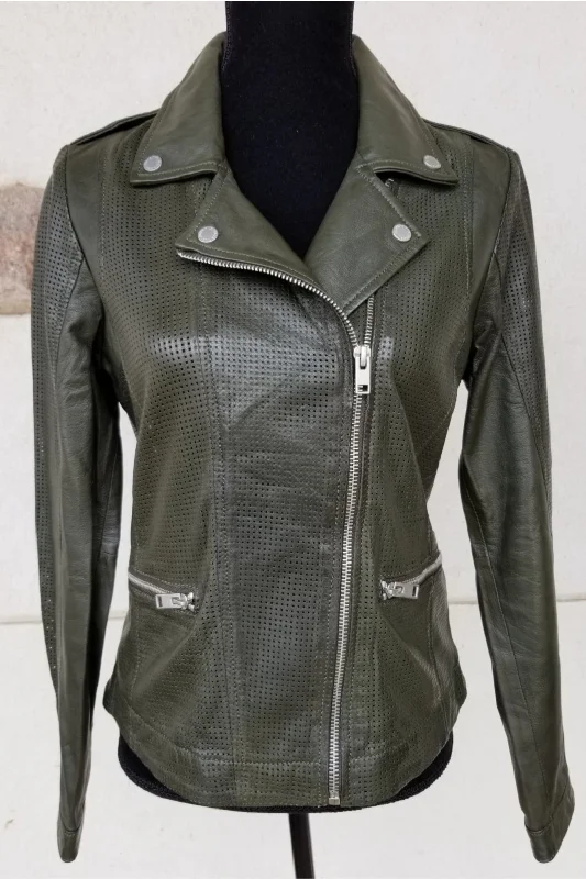Women's Leather Jacket with Piping Details-Freepy Jacket