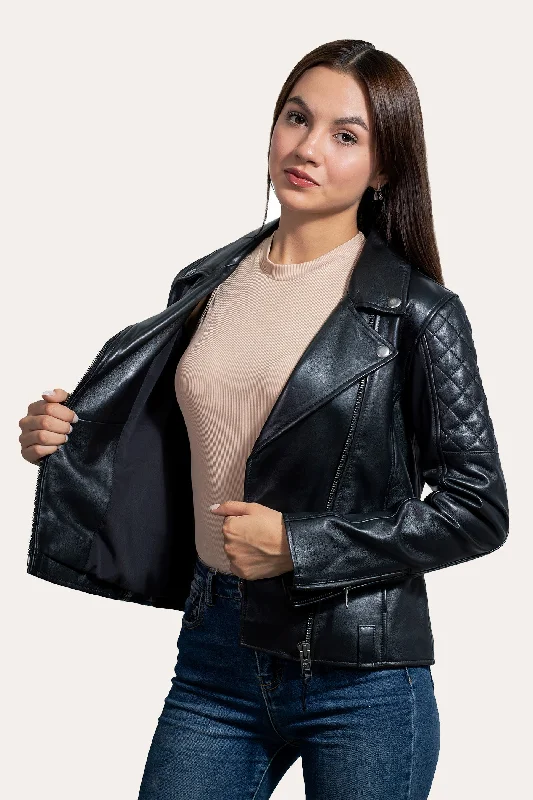 Women's Leather Jacket with Premium Leather-Frye  Biker Jacket