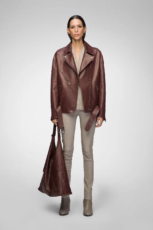 Women's Leather Jacket for Everyday Comfort-Gisele - Cherry Leather Jacket