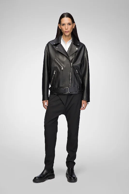 Women's Leather Jacket for Rocker Vibe-Gisele - Black Leather Jacket