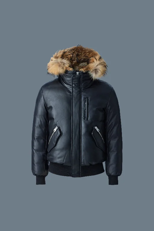 Women's Leather Jacket with Light Padding-GLEN-F