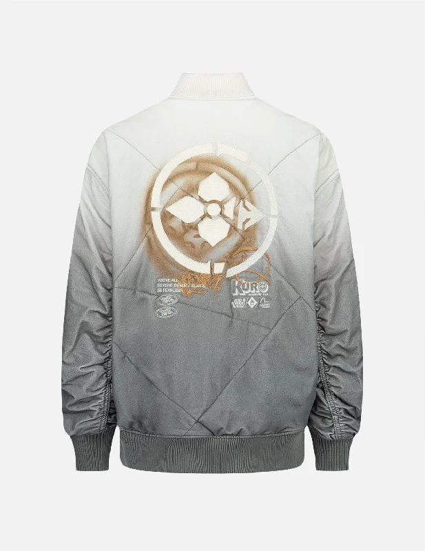 Women's Jackets with Chevron Patterns-Gradient Oversized Padded Bomber Jacket