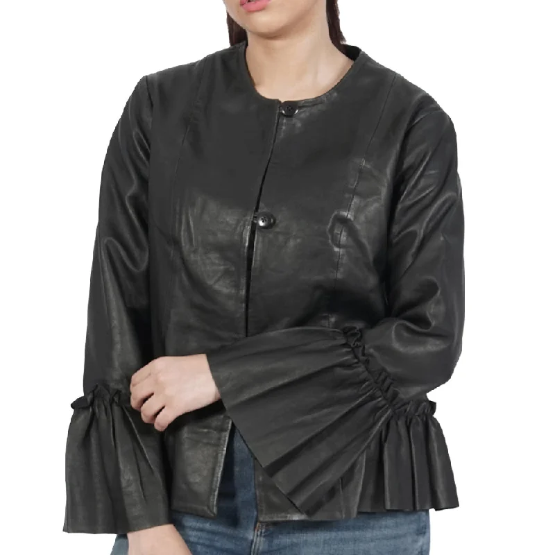 Women's Leather Jacket for Sporty Look-Grisella Classic Black Leather Jacket