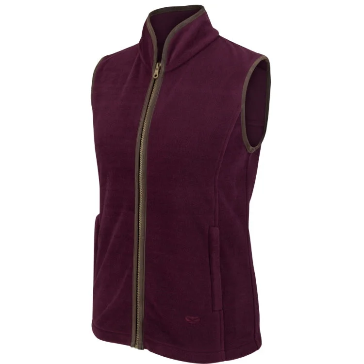 Women's Vest for Travel-Hoggs of Fife Ladies Stenton Fleece Gilet - Merlot