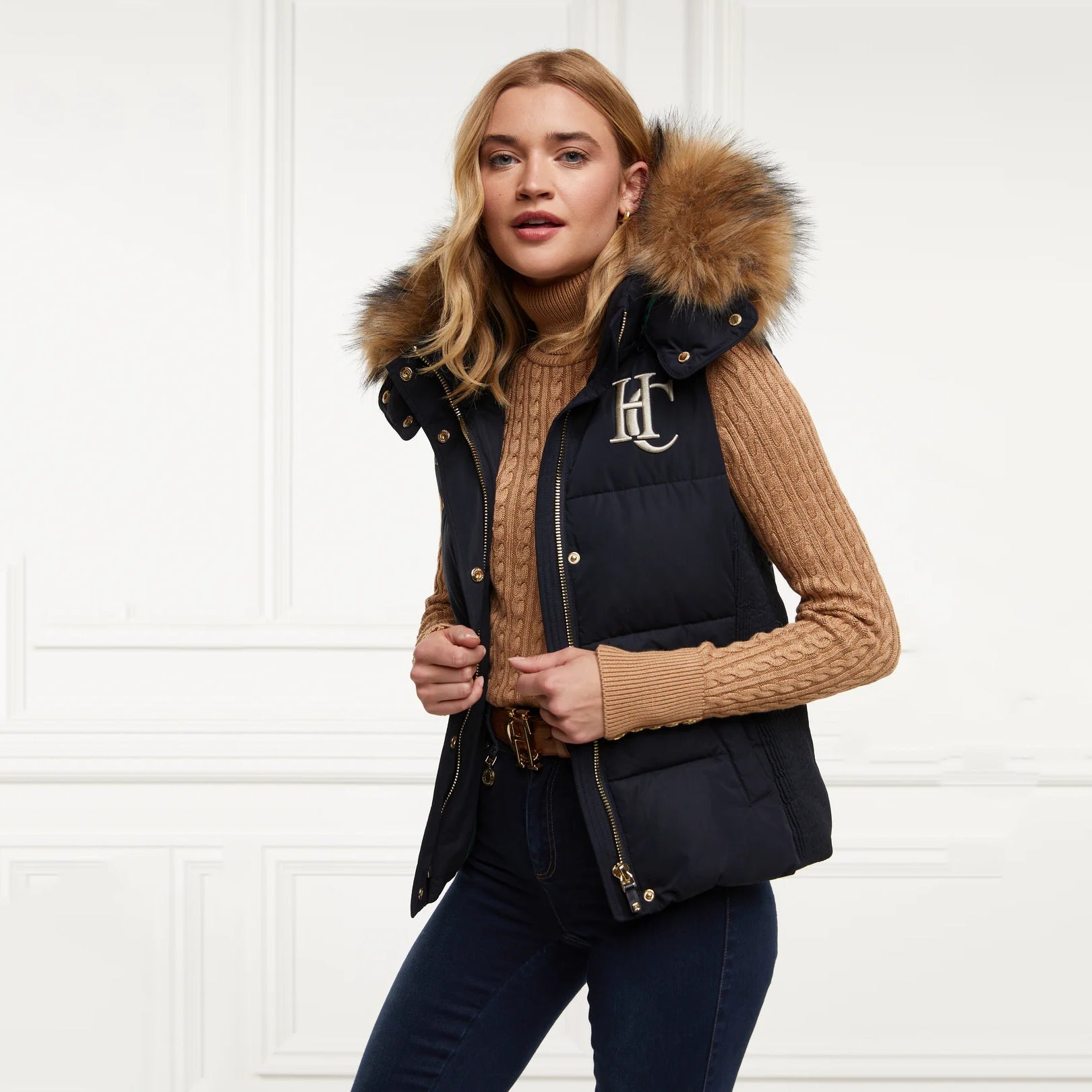 Women's Vest with Zip-Up Design-Holland Cooper Ladies Team Hooded Gilet