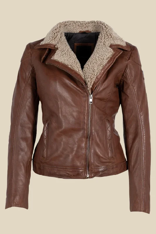 Women's Leather Jacket with Ripped Detail-Jenja Leather Jacket