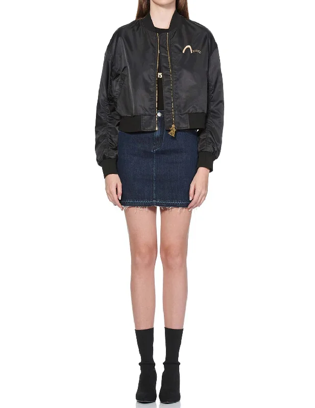 Women's Jackets for Simple Style-Kamon and Chain Embroidery MA-1 Bomber Jacket