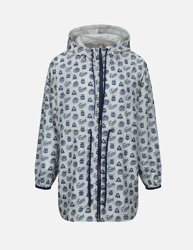 Women's Trench Coat for Fall Fashion-Kamon and Godhead Allover Print Windbreaker