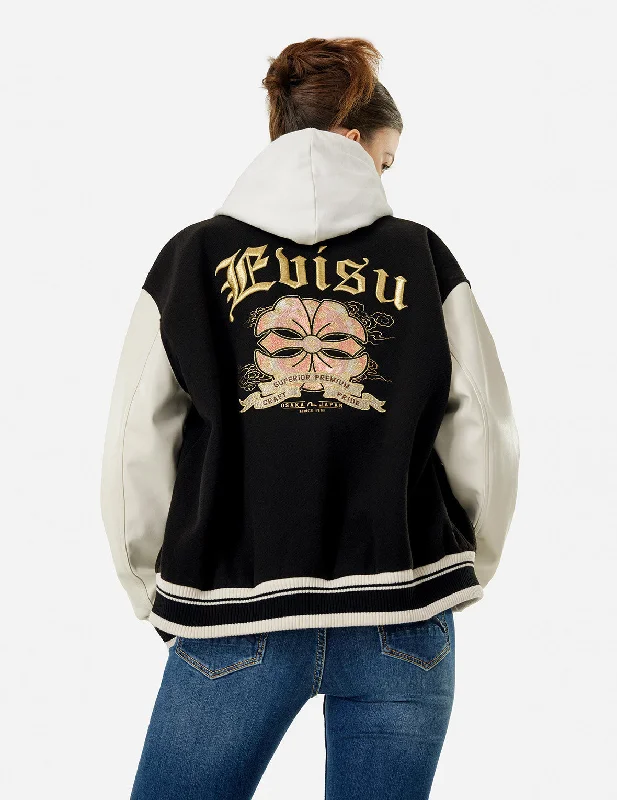 Women's Jackets for Quick Protection-Kamon and Logo Embroidery Fashion Fit Varsity Jacket Women's Jackets for Quick Protection-Kamon and Logo Embroidery Fashion Fit Varsity Jacket