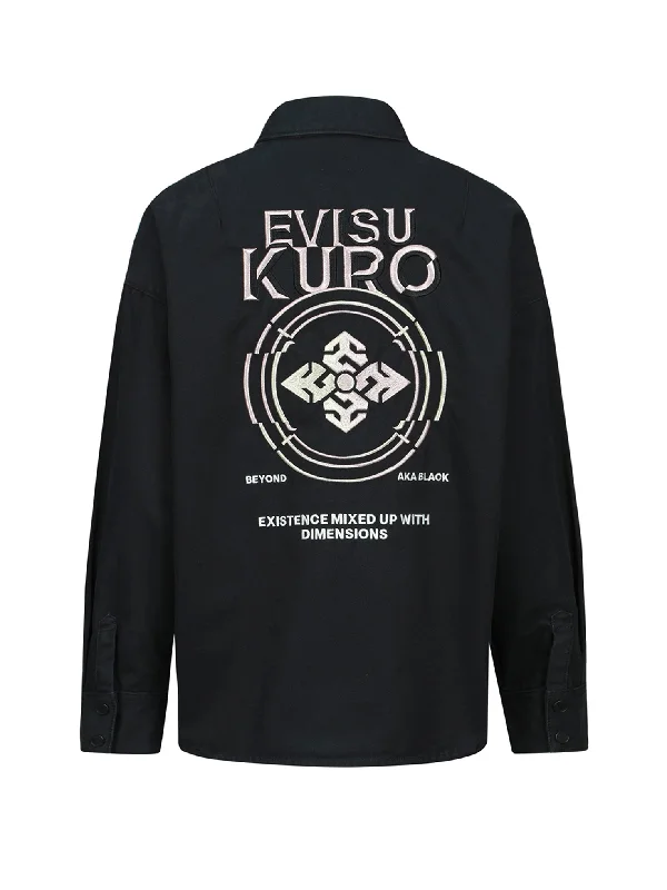 Women's Jackets for Layering in Fall-Kamon and Logo Embroidery Shirt Jacket