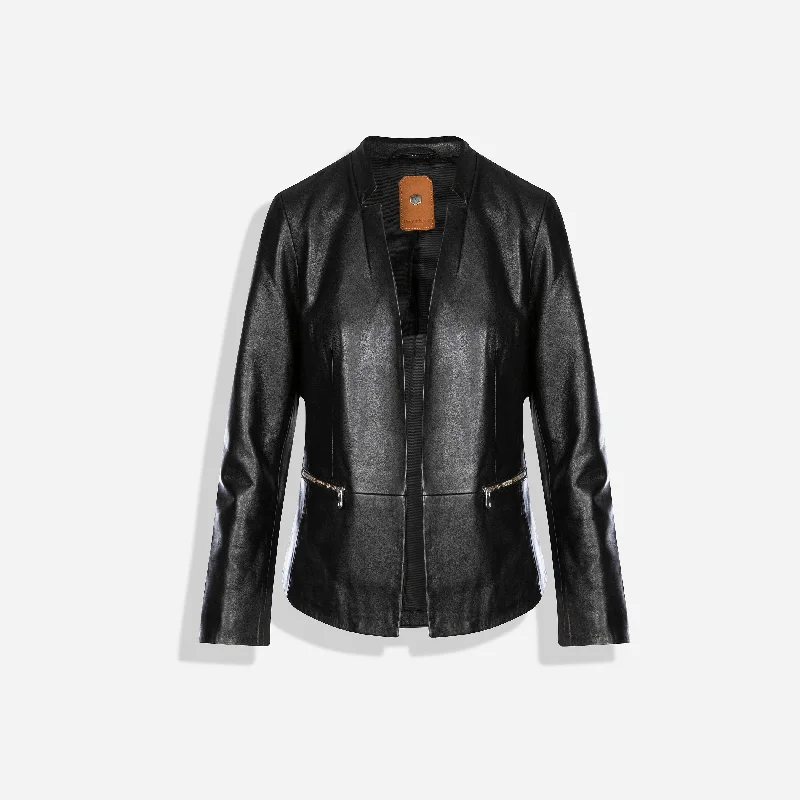 Women's Leather Jacket for Layering with T-Shirts-Kate Ladies Blazer Jacket, Black