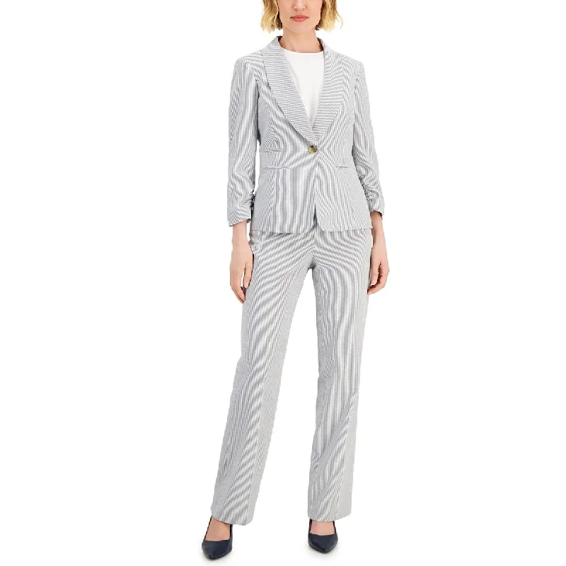 Women's Tailored Checkered Blazers -Le Suit Womens Petites Striped One-Button Blazer Women's Tailored Checkered Blazers -Le Suit Womens Petites Striped One-Button Blazer