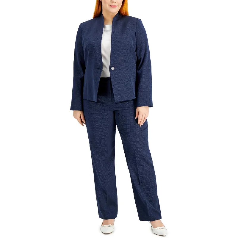 Women's Woolen Office Blazers for Winter -Le Suit Womens Plus Pindot One-Button Blazer Women's Woolen Office Blazers for Winter -Le Suit Womens Plus Pindot One-Button Blazer