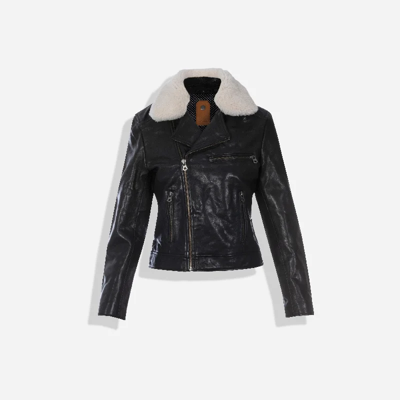 Women's Leather Jacket with Unique Color Shades-Lisa Bomber Jacket