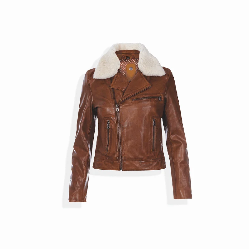 Women's Leather Jacket with Sleek, Stylish Cut-Lisa Bomber Jacket