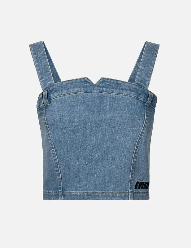Women's Vest for Classic Comfort-Logo Embroidery Washed Fashion Fit Denim Vest