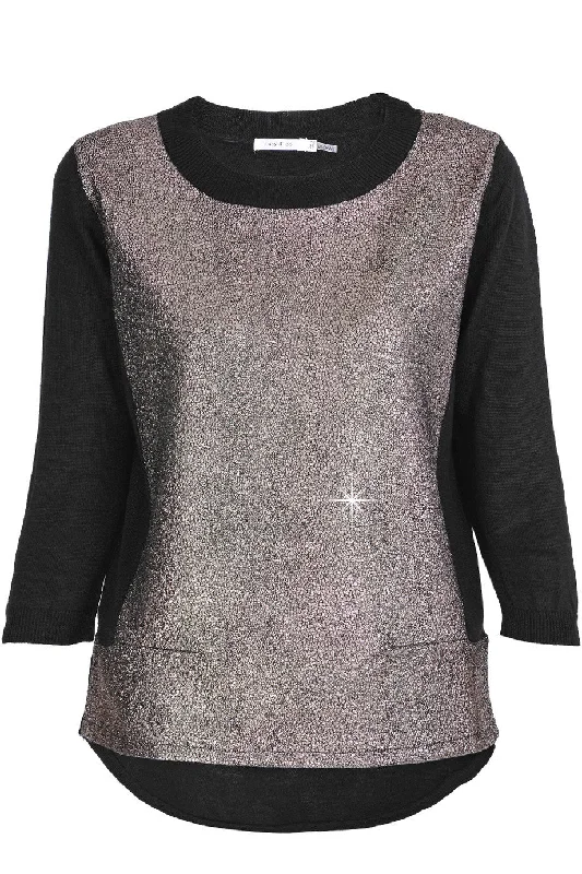 Women's Cotton Casual Shirts -ALIN Black Nacre Crackled Blouse