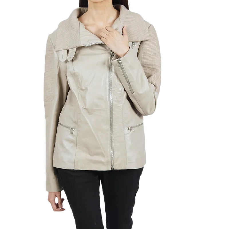 Women's Leather Jacket for a Fashionable Statement-Manzell Brooklyn Asymmetrical Zip Women's Leather Jacket