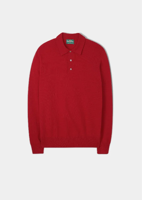 Casual Women's Polo Shirts for Relaxed Style -Men's Geelong Wool Long Sleeve Polo Shirt in Aztec- Regular Fit Casual Women's Polo Shirts for Relaxed Style -Men's Geelong Wool Long Sleeve Polo Shirt in Aztec- Regular Fit