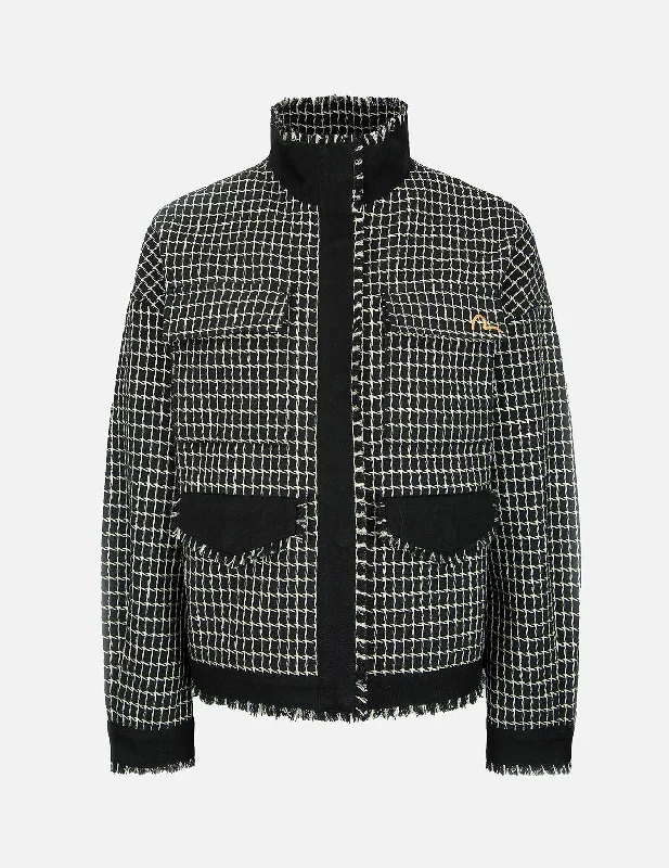 Women's Jackets with Bold Accents-Metallic Wool Tweed Jacket