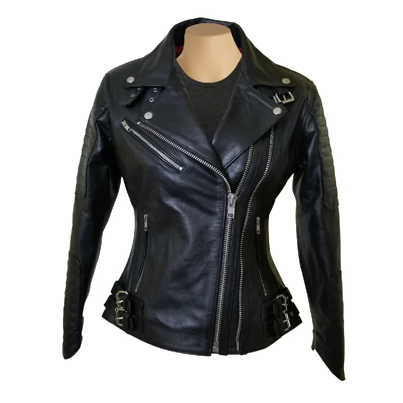Women's Leather Jacket for Youthful Appeal-Miyah's double zipper leather jacket with ribbed stitching details Women's Leather Jacket for Youthful Appeal-Miyah's double zipper leather jacket with ribbed stitching details