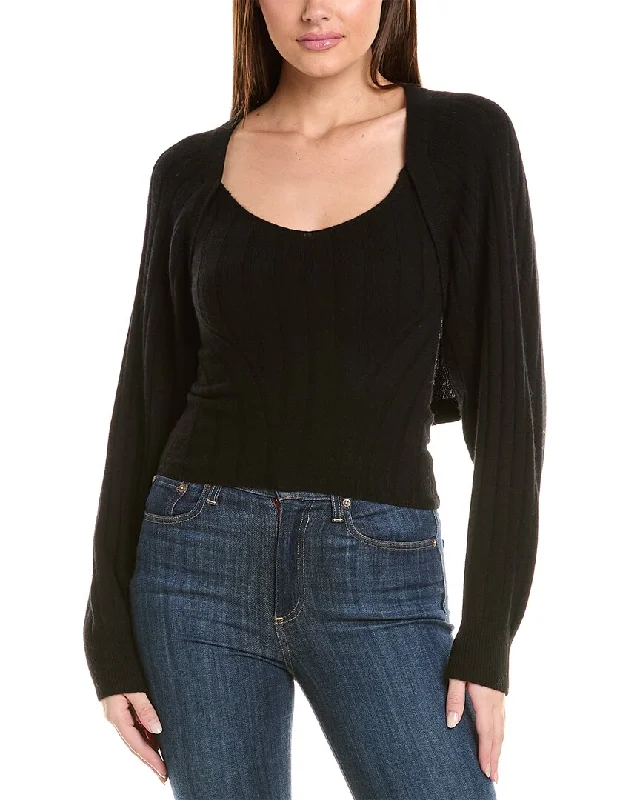 Women's Sweater Set with Zipper Closure -NAADAM Set In Bolero Wool & Cashmere-Blend Top Women's Sweater Set with Zipper Closure -NAADAM Set In Bolero Wool & Cashmere-Blend Top