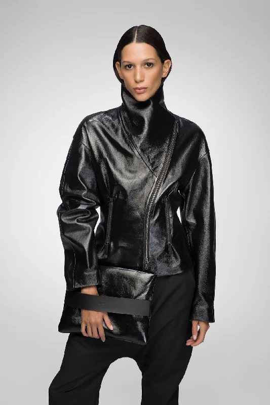 Women's Leather Jacket for Smart Casual Look-Nadia - Black Stella Leather Jacket