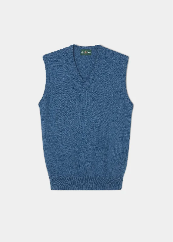 Women's Vest with Long-Length Design-Norfolk Lambswool Slipover in Teal Blue - Classic Fit Women's Vest with Long-Length Design-Norfolk Lambswool Slipover in Teal Blue - Classic Fit