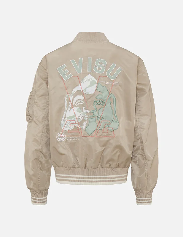 Women's Jackets with Urban Casual Look-Patched Seagull and Godhead Bomber Jacket