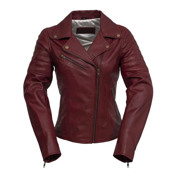 Women's Leather Jacket for Trendy Fashionistas-Princess - Women's Fashion Lambskin Leather Jacket (Oxblood) Women's Leather Jacket for Trendy Fashionistas-Princess - Women's Fashion Lambskin Leather Jacket (Oxblood)