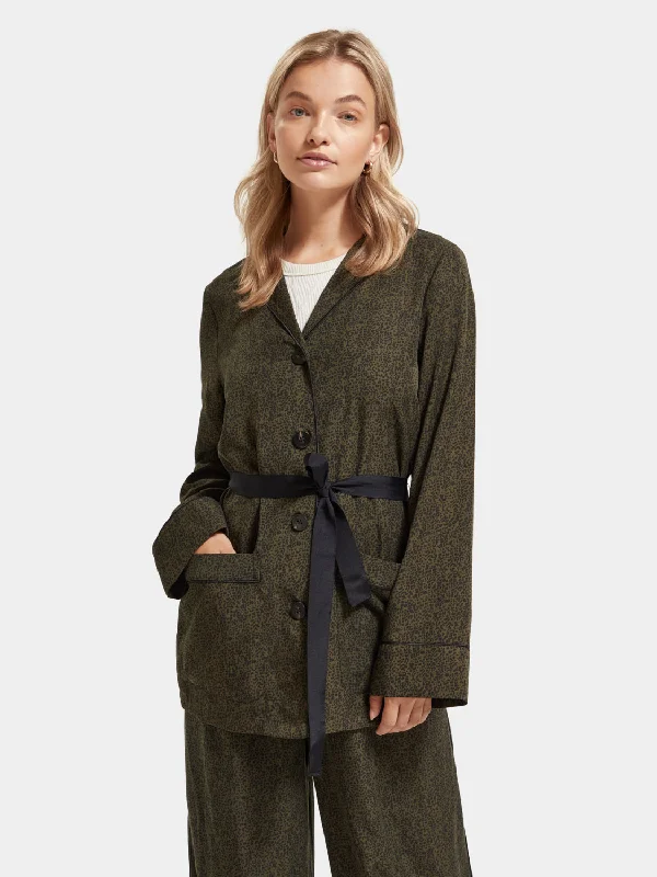 Women's Double Button Tweed Blazers -Printed loose-fit pyjama blazer