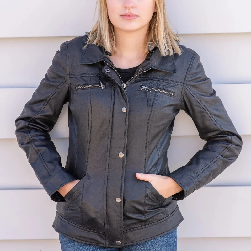 Women's Leather Jacket with Long Length Fit-BOL Women's Removable Hood Leather Jacket Women's Leather Jacket with Long Length Fit-BOL Women's Removable Hood Leather Jacket