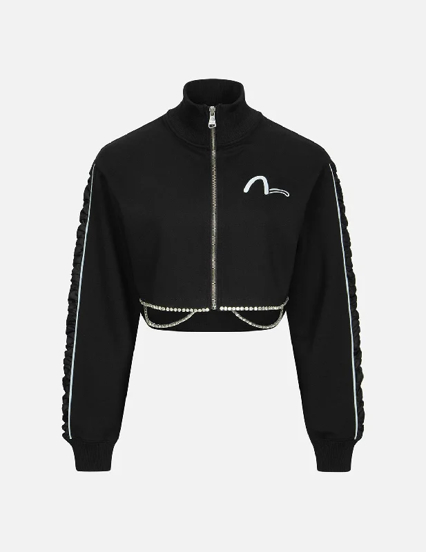 Women's Jackets with Classic Wool Design-Rhinestone Chains Embellished Cropped Jacket Women's Jackets with Classic Wool Design-Rhinestone Chains Embellished Cropped Jacket