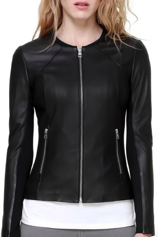 Women's Leather Jacket with Loose Sleeves-Rylee Leather Jacket