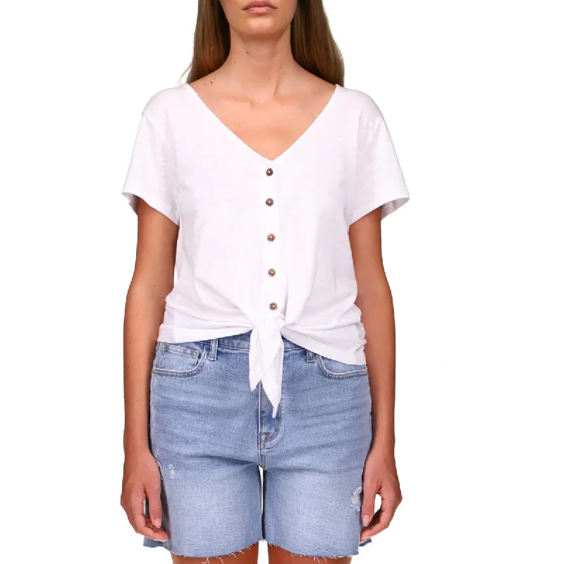 Women's Casual Button-up Shirts -Sanctuary Womens Side Tie Cotton Blouse