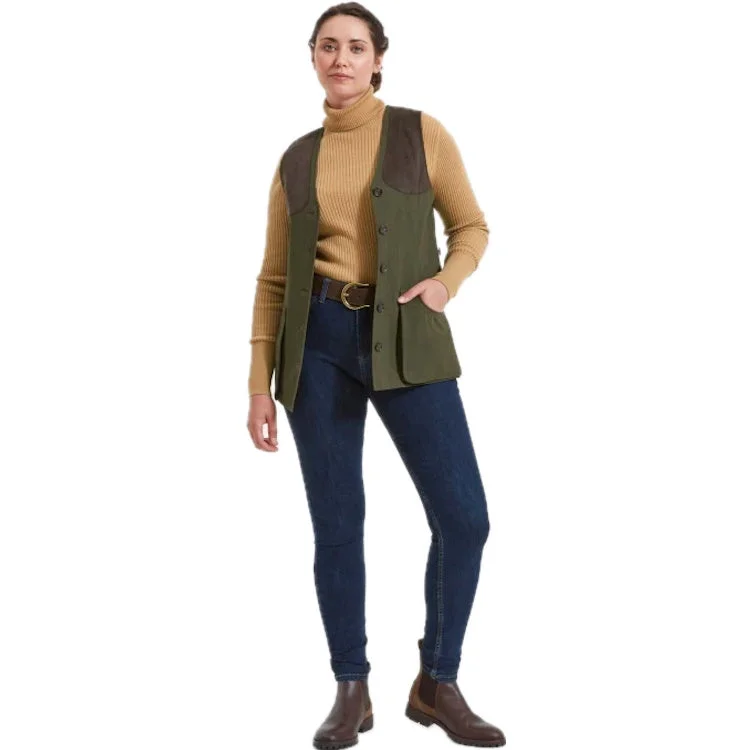 Women's Vest with Lace Details-Schoffel Ladies All Season Shooting Vest - Dark Olive Women's Vest with Lace Details-Schoffel Ladies All Season Shooting Vest - Dark Olive