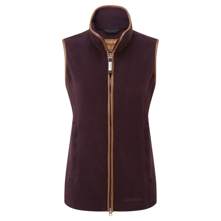 Women's Vest with Colorful Options-Schoffel Ladies Lyndon Fleece Gilet - Port