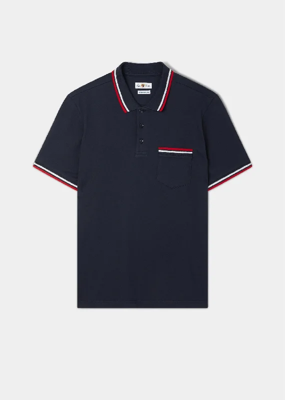 Women's Slim Fit Polo Shirts -Shoreham Polo Shirt with Tipped Trim In Navy
