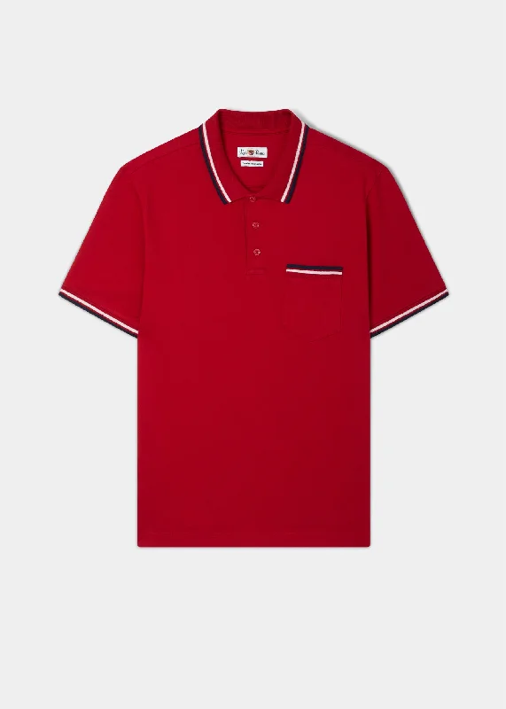 Women's Polo Shirts for Summer -Shoreham Polo Shirt with Tipped Trim In Rosso