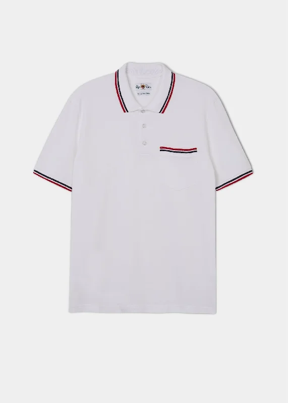 Women's Polo Shirts with Ribbed Collar -Shoreham Polo Shirt with Tipped Trim In White
