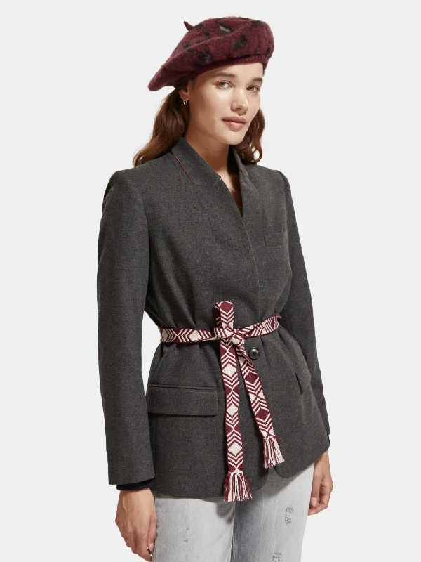 Women's Stylish Patterned Blazers -Single-breasted wool blazer
