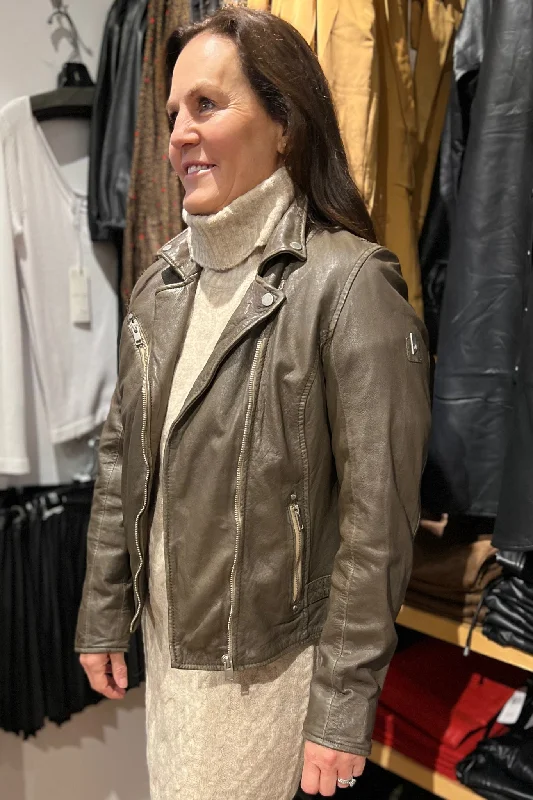 Women's Leather Jacket with Statement Zippers-Sofia Jacket