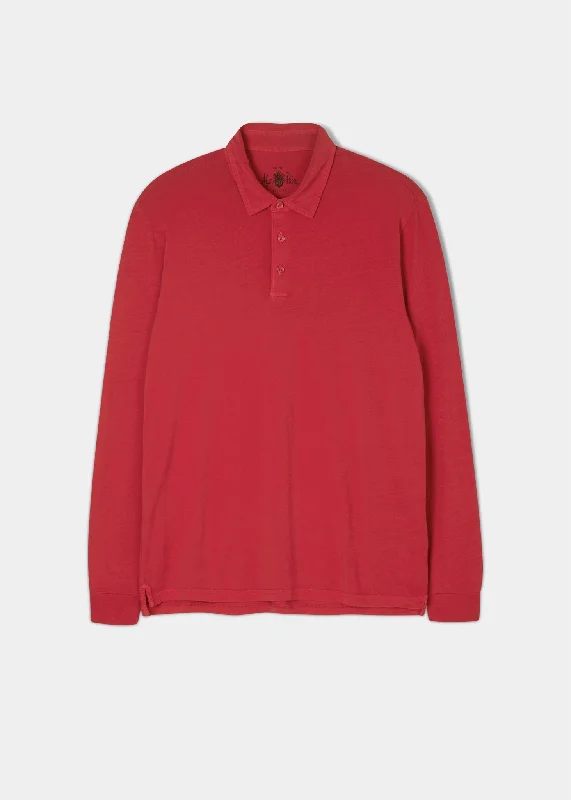 Women's Long Sleeve Polo Shirts for Fall -Storwood Long Sleeve Polo Shirt In Rosso