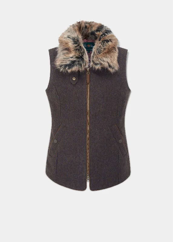 Women's Vest with Floral Design-Surrey Ladies Tweed Gilet In Bramble