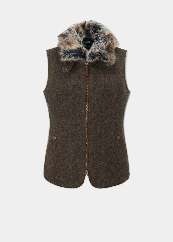 Women's Vest with Tight Fit-Surrey Ladies Tweed Gilet In Hemlock